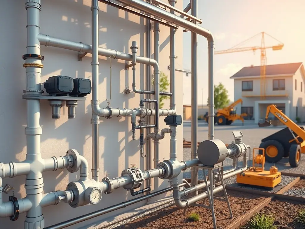 A clean and organized plumbing setup in a new estate development, highlighting Haynes and Frost's ability to handle large-scale commercial projects.