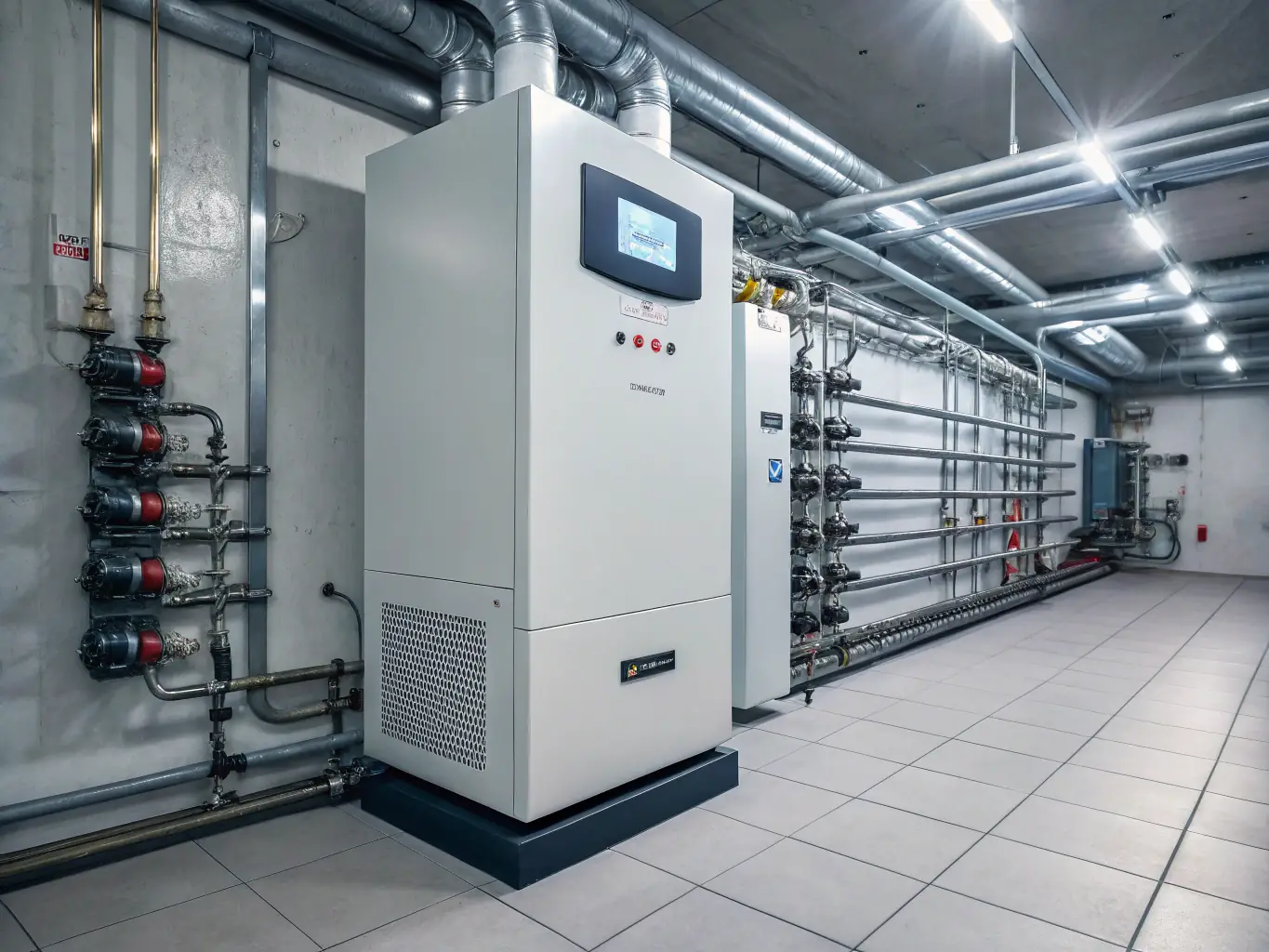 A modern, energy-efficient commercial boiler system installed in a doctor's surgery, showcasing Haynes and Frost's expertise in specialized sector work.
